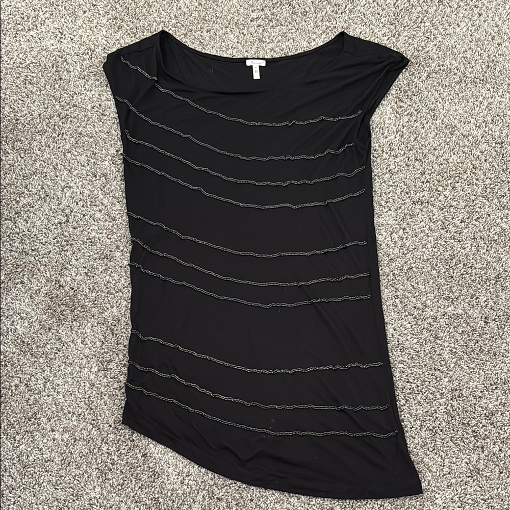 Black Asymmetrical High-Low Sheath Blouse
